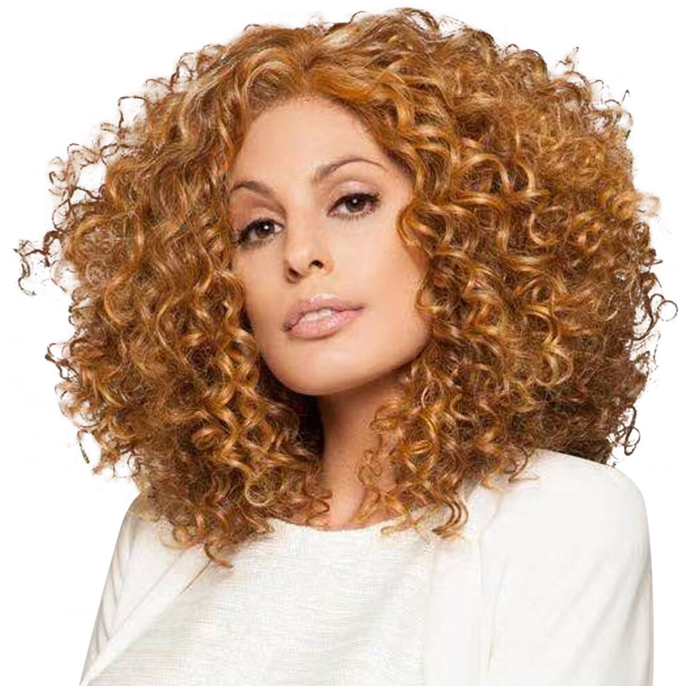 Unisex Black African Short Curly Synthetic Wig With Natural Side Parting For Everyday Style