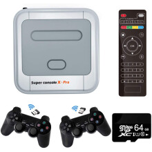 Retro Game Console 64GB with 30000+ Games, 4K HDMI Output, Dual Wireless Gamepads, WiFi TV Play