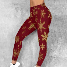 Női karácsonyi mintás leggings - Divatos, rugalmas edző- és futónadrág rugalmas derékkal