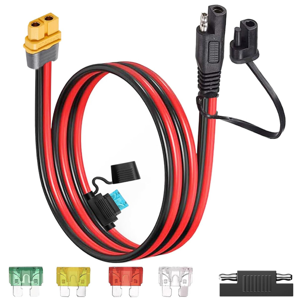 Xt60 To Sae Extension Cable 10Awg With Fuse For Solar Panel And Power Station 2Ft Adapter 9092120800999