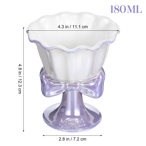 Purple Ceramic Footed Dessert Cup for Fruit Snacks Yogurt Serving 1
