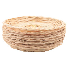 Paquete de 8 Soportes para Platos de Papel de Bambú, 10 Pulgadas, Reutilizables para Platos de Cena, Cestas para Platos de Papel de Mimbre Tejidas A