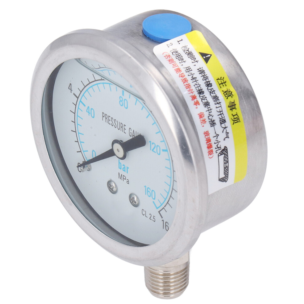 Stainless Steel Pressure Gauge 1/4In Npt 0-16Mpa For Oil Water Vacuum 8071390625557
