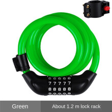 Bicycle Locks, Electric Bike Five-Digit Combination Locks, Mountain Bike Bar Wire Rings, Anti-Theft Green