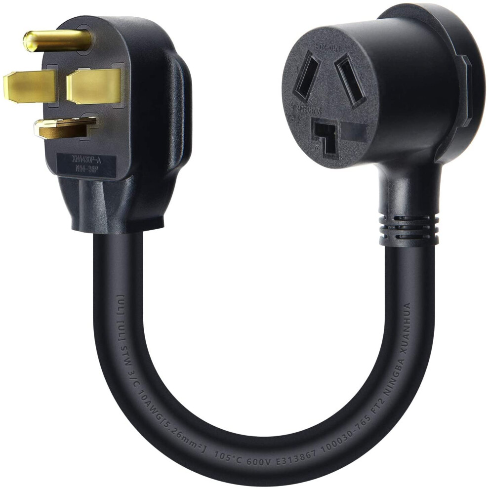 Dryer Plug Adapter 1.5Ft 4Prong To 3Prong Nema 1430P To 1030R Heavy Duty 10Awg 30A 500V 9092120801484