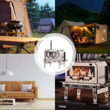 Buitenkampeerhoutkachel Draagbaar voor Tent Roestvrijstalen Tentkachel Decoratieve Kerstboom & Elanden Tafel
