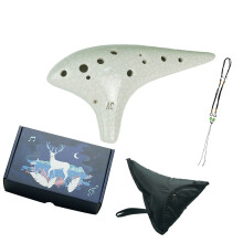 12 Hole Ceramic Ocarina Musical Instrument for Learners-White