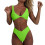 Bikini Set for Women Solid V Neck Knot-fluorescent green S 1