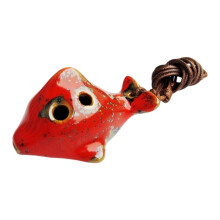 Handcrafted Ceramic Ocarina 6 Hole C Key-01 flower glaze red