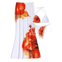 Damen-Badeanzug-Set, flexibles-weiß oran1 XL