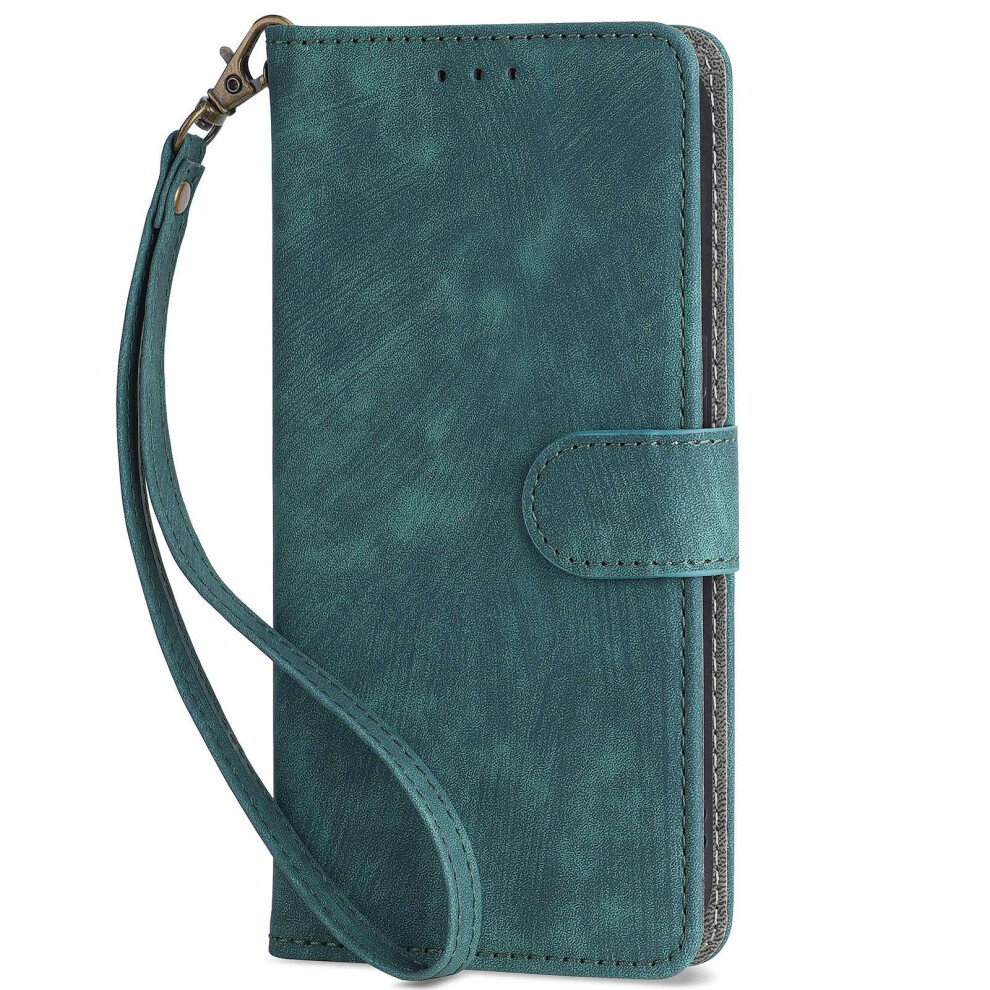 Flip Leather Wallet Case With Card Slots, Magnetic Closure, Retro Stand Cover For Zte Blade V70 Green 9073542735427