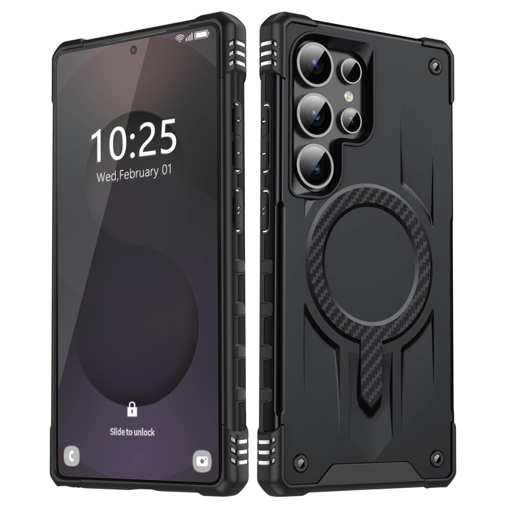 Magsafe Compatible Case For Samsung Galaxy S25 Ultra With Magnetic Lock, Military Grade Drop Protection, Black 9330225036937