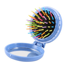 Ronde Opvouwbare Kam met Luchtkussen Haar Massage Kam Borstel Spiegel (Blauw)
