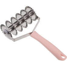 Pizzasnijder RVS Pizzawiel Pizzaroller 6 Wielen Deegsnijder Keukengadgets voor Pizza Gebak Taarten Roze