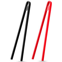 2 Pieces 11.8 Inch Silicone Toaster Tongs Trivet Kitchen Tongs Non-Stick Silicone Food Tongs Cooking Tongs (Black, Red)