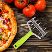 Pizza Cutter Stainless Steel Pizza Wheel Pizza Roller 6 Wheels Dough Cutter Kitchen Gadgets for Pizza Pastry Cakes Green