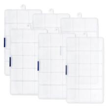 6Pcs Clear Compartment Plastic Organizer Container Box,Small Stackable Storage Box with Adjustable Crafts Accessories