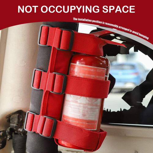 Adjustable Car Fire Extinguisher Mount with AntiSlip Durable Holder Strap for Wrangler Red 2