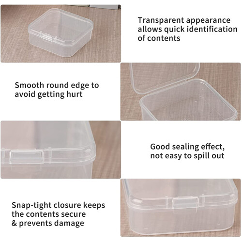 Clear Plastic Beads Storage Containers Box Storage Containers with Hinged Lid Bead Storage Box for Coins,8 Pcs 2
