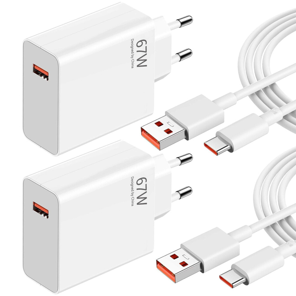 2Pack 67W Usbc Fast Charger With 8A Cable For Xiaomi Redmi Note And Poco Phones/Tablets 9771547066583