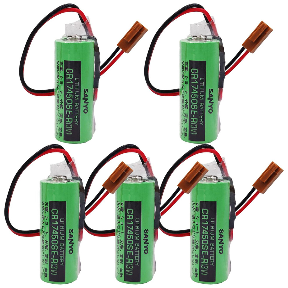 (5Pack) Cr17450ser 3V 2500Mah Lithium Battery For Fanuc Cnc A98l00310012, Longlasting Backup Power 9330225037453