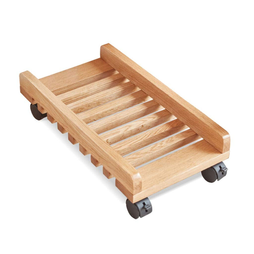 Wooden Cpu Stand With Wheels, Stable Computer Tower Holder For Desktop, Enhanced Airflow Design 9330225037644
