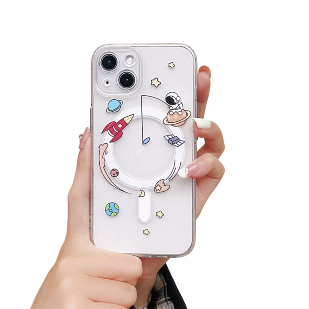 Magnetic Clear Case For Iphone 12, Cute Astronaut Design With Shockproof Tpu Bumper And Wireless Charging 9330225037774