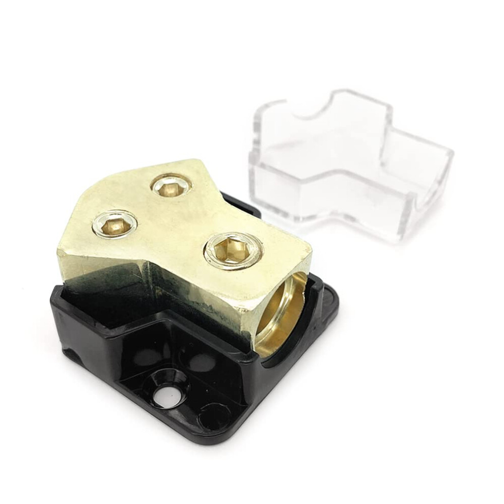 0/2/4 Gauge In 4/8 Gauge Out Car Audio Power Distribution Block, 2 Way Copper Amplifier Splitter 9330225037781