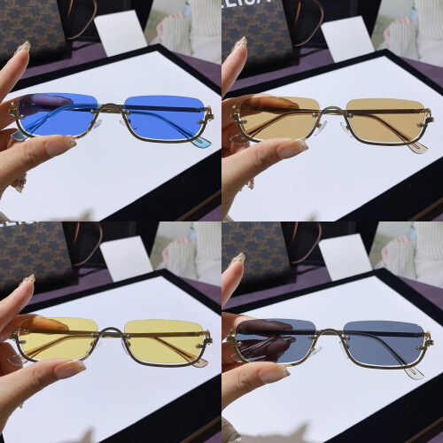 (SilverFrameWhiteGradient)Y2K Metallic Square Sonnenbrille mit UV400 Schutz für Freizeit Mode 1