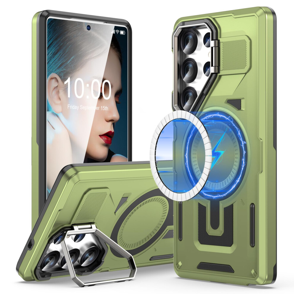 Case For Samsung Galaxy S25 Ultra Slim Shockproof Magnetic Kickstand Ring Military Grade Green 9092120805192