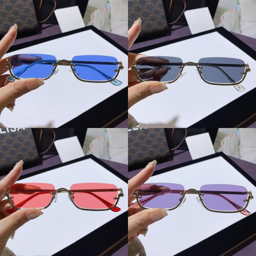 (SilverFrameWhiteGradient)Y2K Metallic Square Sonnenbrille mit UV400 Schutz für Freizeit Mode 2