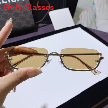 (GoldFrameLightBrown)Y2K Metallic Square Sonnenbrille mit UV400 Schutz für Freizeit Mode