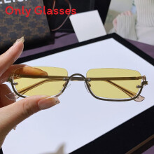 (GoldFrameYellow)Y2K Metallic Square Sonnenbrille mit UV400 Schutz für Freizeit Mode