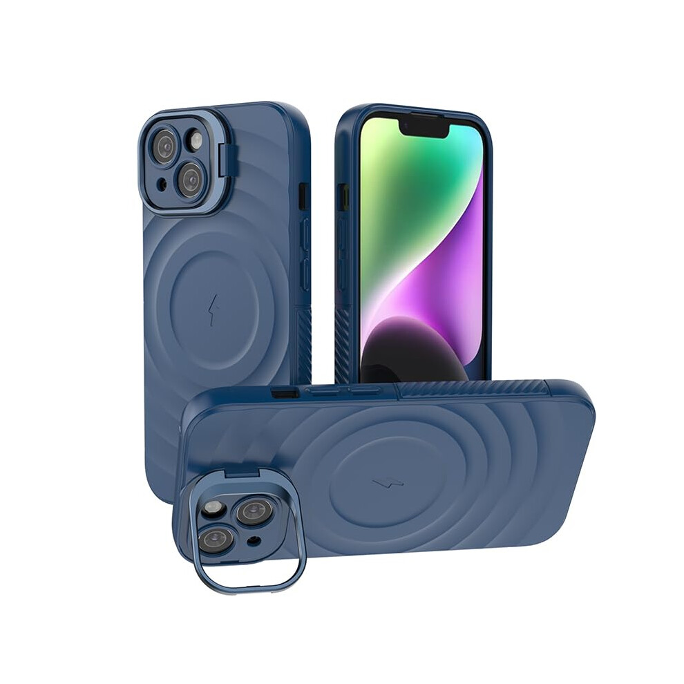 Full Body Protective Cover Case With Kickstand And Camera Protection For Iphone 15 Magsafe Blue 9771547067825