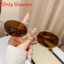 (GoldFrameTea)Klassische elliptische Sonnenbrille mit goldenem Gestell und PC-Gläsern für Outdoor-Aktivitäten und Partys