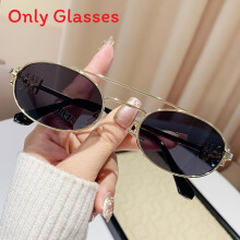 (GoldFrameBlackGray)Klassische elliptische Sonnenbrille mit goldenem Gestell und PC-Gläsern für Outdoor-Aktivitäten und Partys