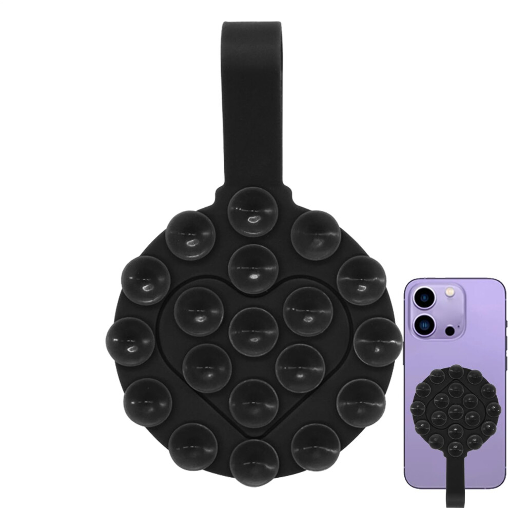 Silicone Phone Holder Stand With Adhesive Suction Cup, Nonslip Grip For Desk And Travel Black 9092120805598