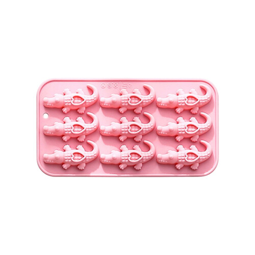 9 Cavity Crocodiles Shaped Flexible Silicone Baking Mold-Pink