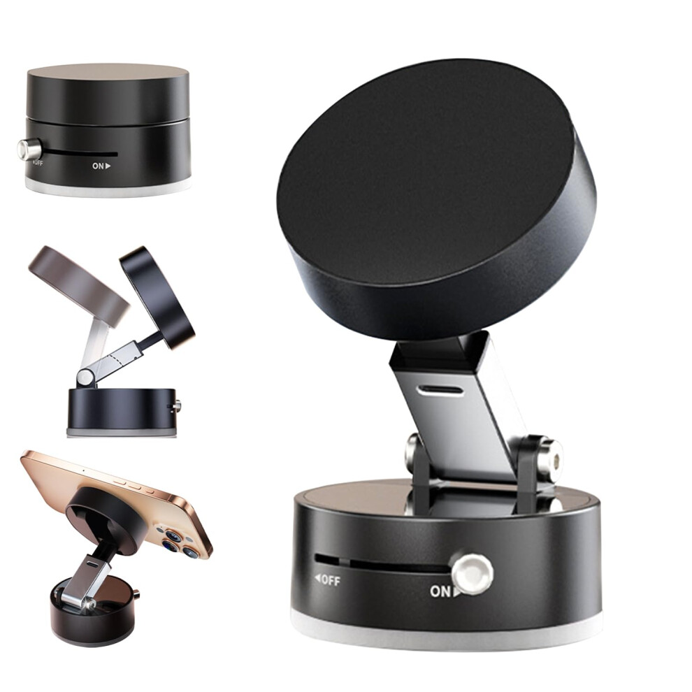 Magnetic Car Phone Mount With Foldable Retractable Design, Vacuum Suction, For All Phones Black 9092120805901