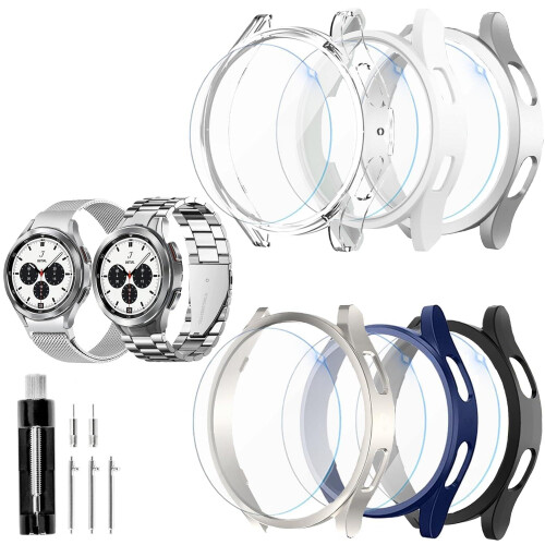 Case with Tempered Glass Screen Protector for Galaxy Watch 6 40mm, Scratch Resistant, Precise Fit