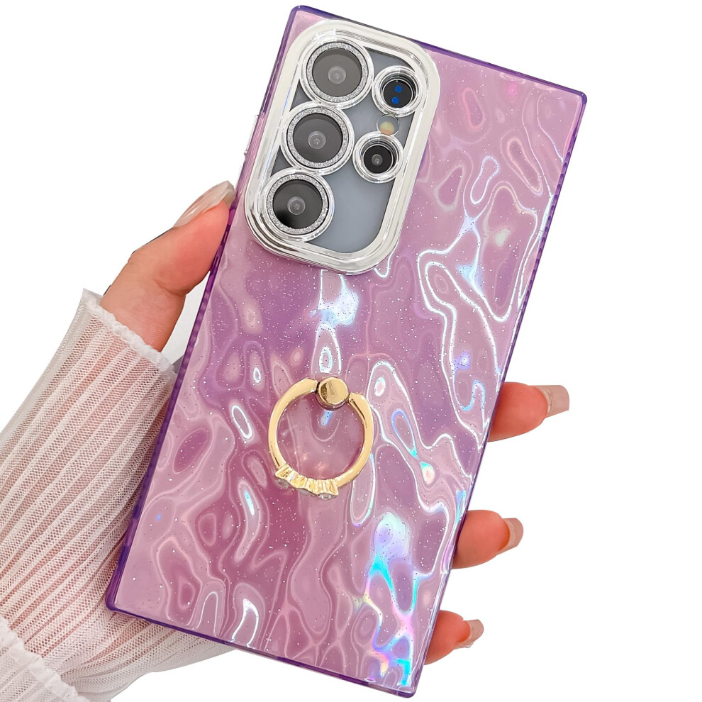 Case With 360 Ring Holder Stand, Shockproof Glitter Protective Cover For Women For Samsung Galaxy A35 5G Purple 9073542735458