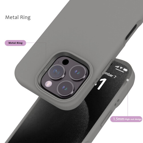 Case Shockproof Waterproof  Liquid Silicone Cover Gray for iPhone 16 Pro Max 1