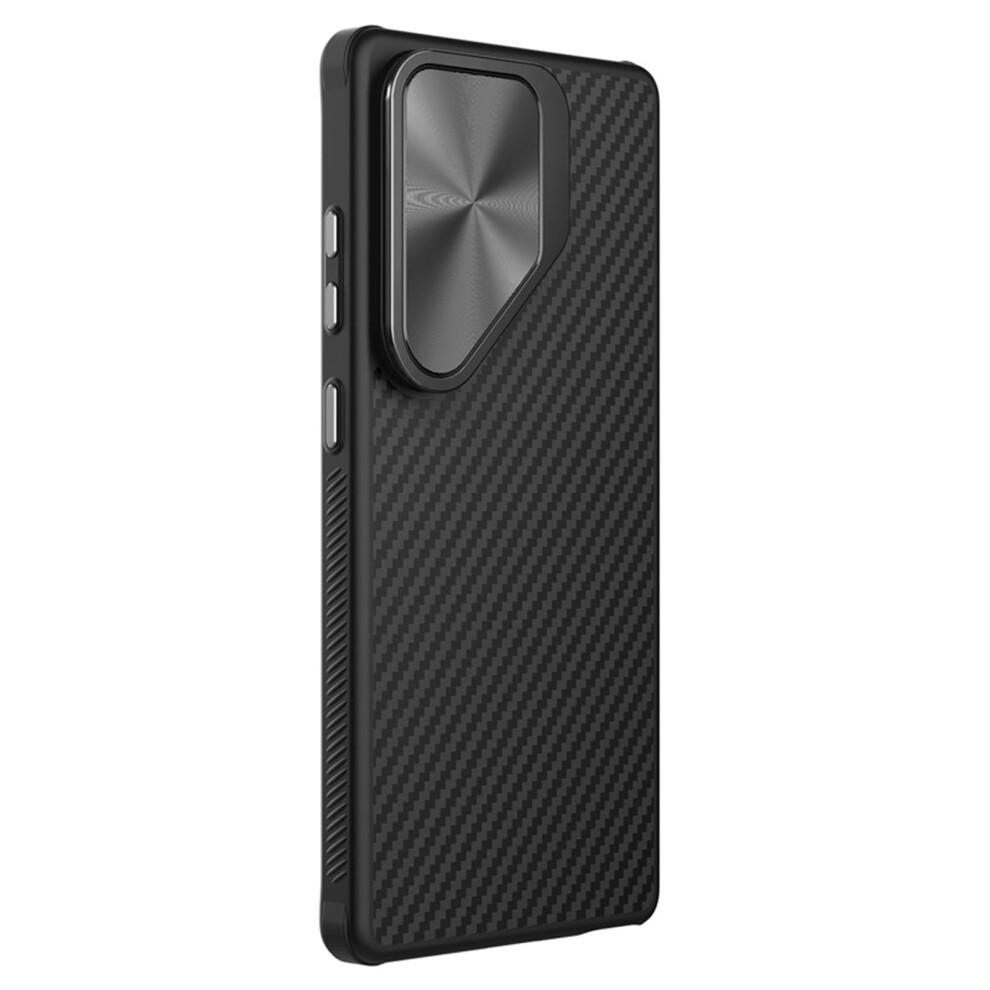 Shockproof Case With Lens Cover, Carbon Fiber Magnetic Stand, For Samsung Galaxy S25 Ultra Black 9771547069508