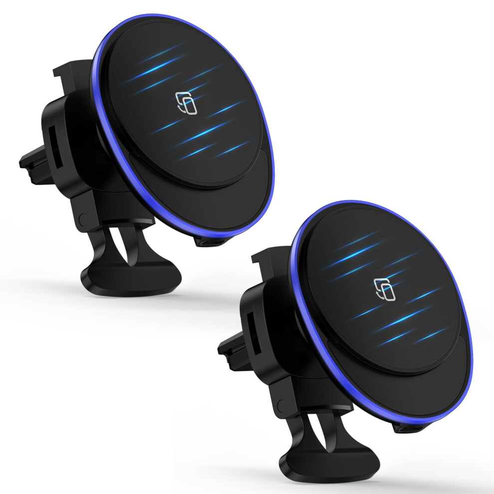 Magnetic Wireless Car Charger 15W Fast Charging Magsafe Compatible Air Vent Mount 2 Pack For Iphone And Samsung 9092120807301