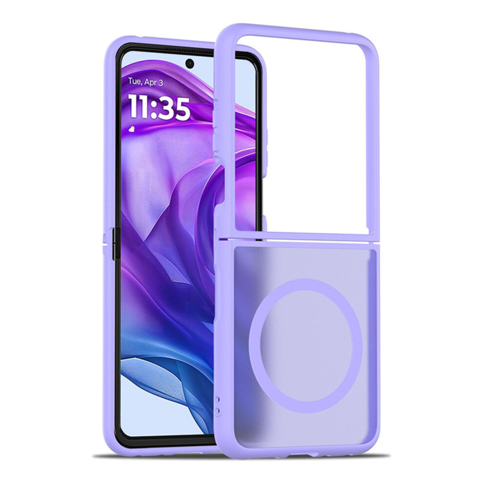 Magnetic Clear Case For Motorola Razr 60 Ultra, Slim AntiâYellowing Shockproof Transparent Cover, Supports Wireless Charging Purple 9073542735700