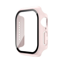 Screen Protector Case 45mm for Apple Watch Series 7 8 9, Pink Ultra Thin 9H Tempered Glass Cover