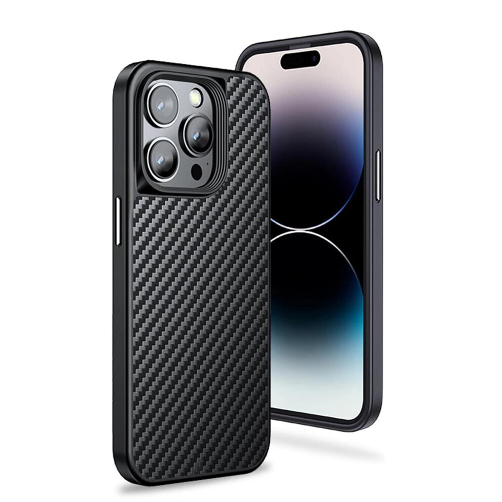Case For Iphone 15 Pro Max With Magsafe, 1500D Carbon Fiber Aramid, Slim Militarygrade Drop Protection Black 9330225038733