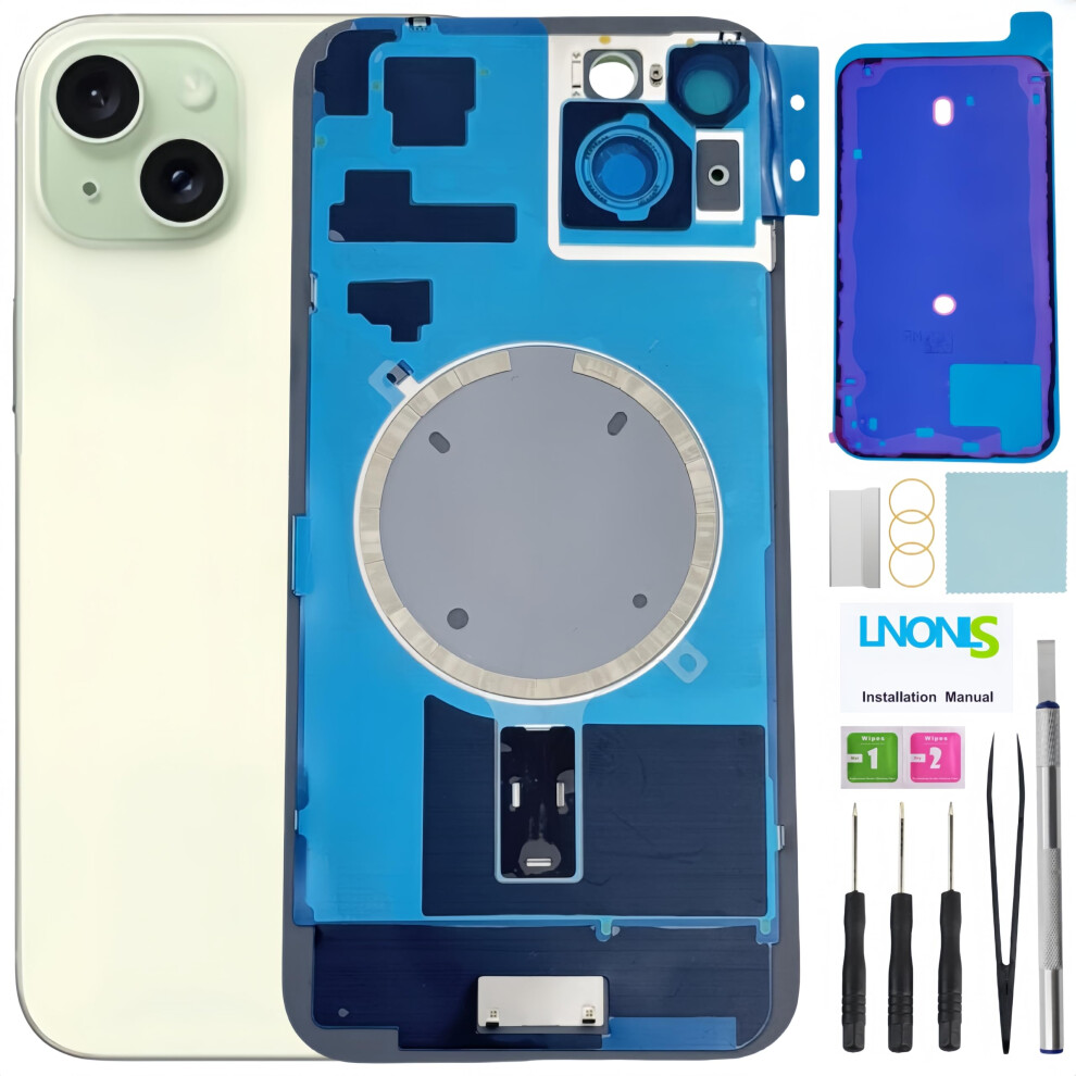 Back Glass Replacement Waterproof Rear Cover With Camera Lens Kit For Iphone 15 Plus Green 9092120807783