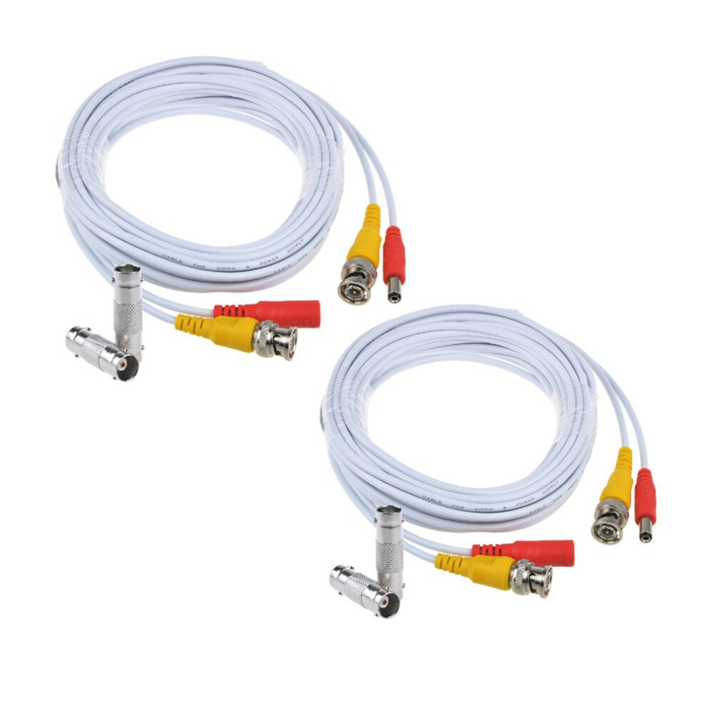 2Pack 25Ft Cctv Camera Cable With Bnc Connectors, Hd Video Power 2In1 Extension Cord White 9771547070115