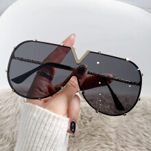 (GoldFrameBlackGray)V8 anspruchsvolle quadratische Metall-Sonnenbrille mit Verlaufsgläsern für Mode und Sonnenschutz